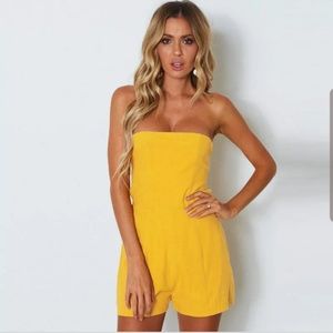 Yellow romper shorts jumpsuit